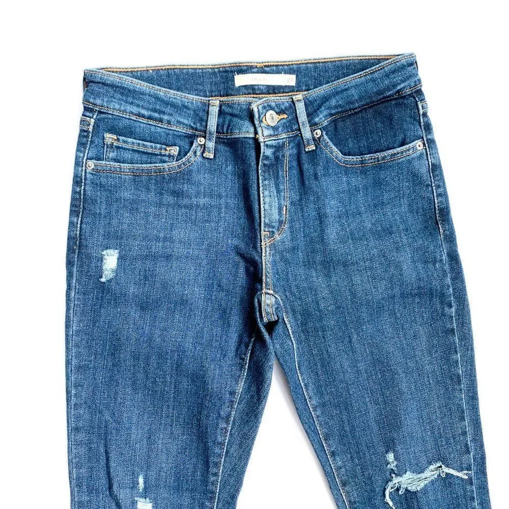 Levi's 711 Dark Wash Distressed Skinny Jeans